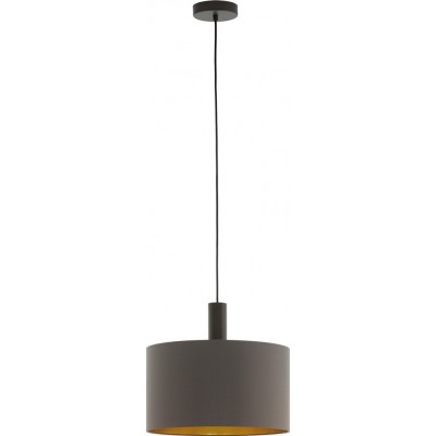 Hanging lamp Eglo Concessa 1 60W Cylindrical Shape Ø 38 cm. Living room and dining room. Modern, sophisticated and design Style. Steel and Textile. Golden, brown, dark brown and light brown Color