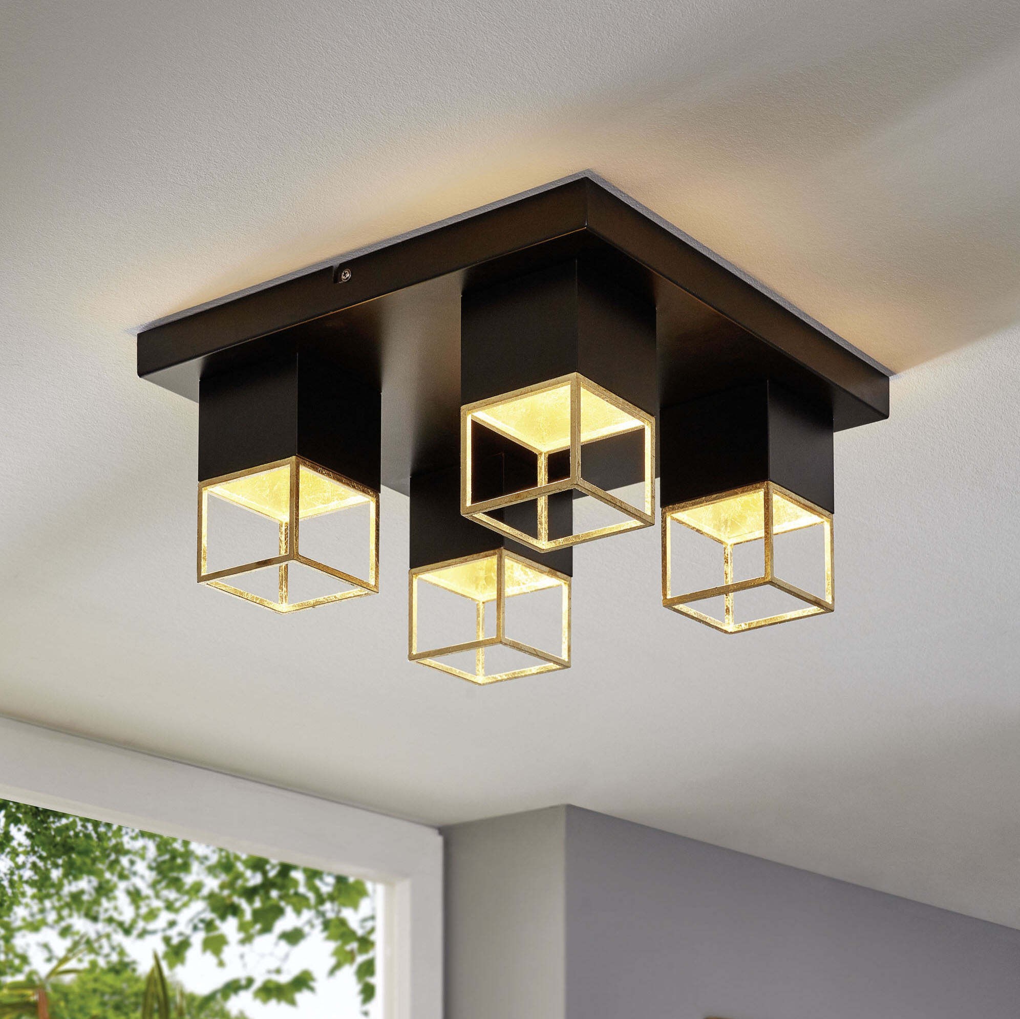 237,95 € Envoi gratuit | Projecteur d'intérieur Eglo Montebaldo 20W 38×38 cm. Acier. Couleur dorée et noir