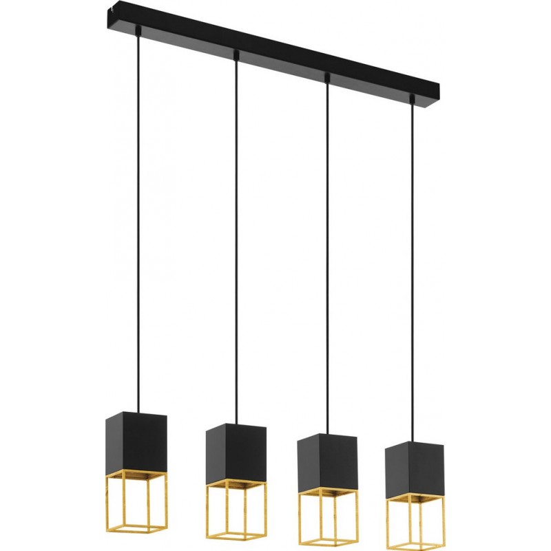 279,95 € Free Shipping | Hanging lamp Eglo Montebaldo 20W Extended Shape 110×85 cm. Living room and dining room. Modern, sophisticated and design Style. Steel. Golden and black Color
