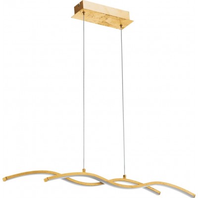 129,95 € Free Shipping | Hanging lamp Eglo Miraflores 17W 3000K Warm light. Extended Shape 120×87 cm. Living room and dining room. Modern, sophisticated and design Style. Steel, aluminum and plastic. White and golden Color