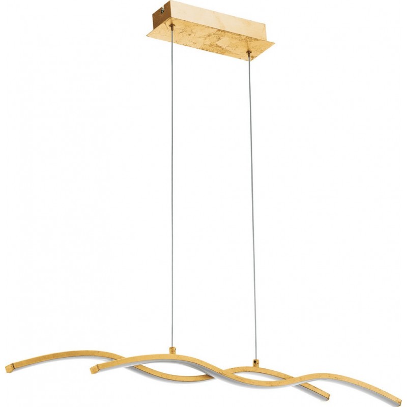 109,95 € Free Shipping | Hanging lamp Eglo Miraflores 17W 3000K Warm light. Extended Shape 120×87 cm. Living room and dining room. Modern, sophisticated and design Style. Steel, aluminum and plastic. White and golden Color