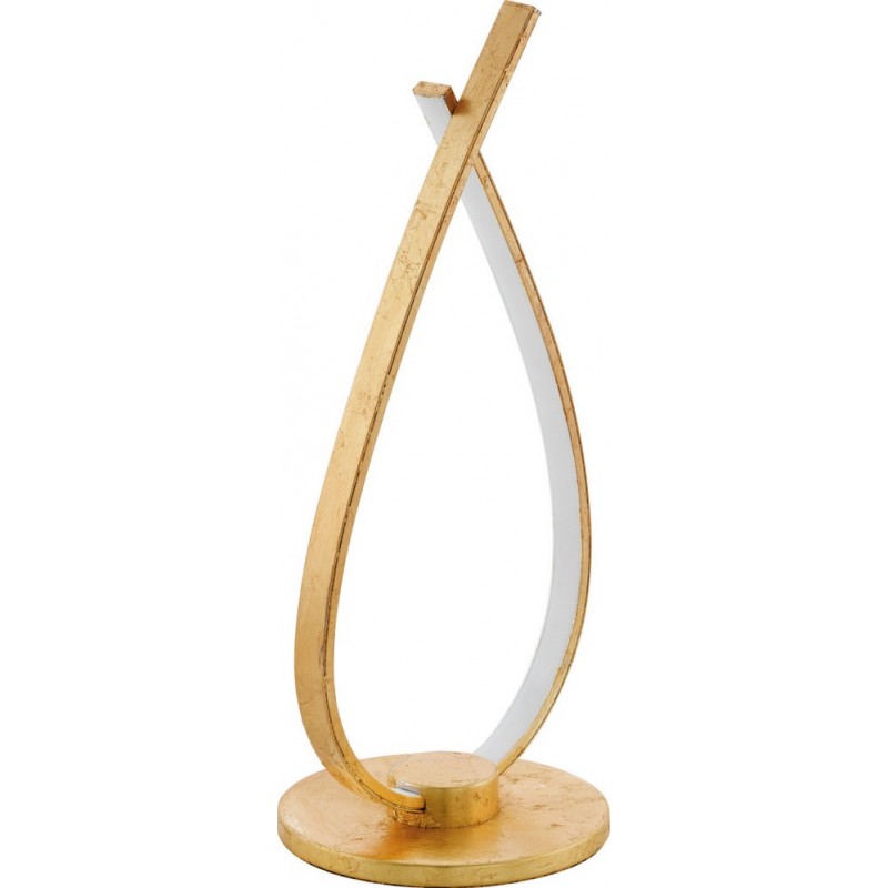 69,95 € Free Shipping | Table lamp Eglo Miraflores 14W 3000K Warm light. Angular Shape 38×19 cm. Bedroom, office and work zone. Modern, sophisticated and design Style. Steel, aluminum and plastic. White and golden Color