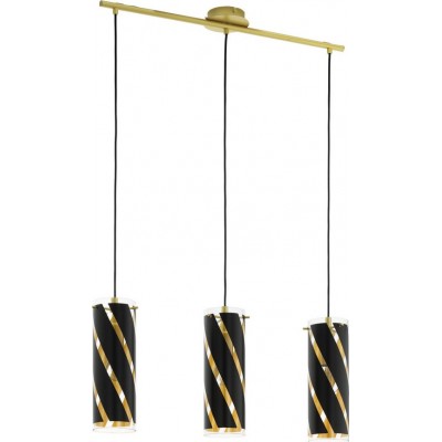 Hanging lamp Eglo Pinto Nero 1 180W Extended Shape 110×73 cm. Living room and dining room. Modern, sophisticated and design Style. Steel and glass. Golden, black and Color