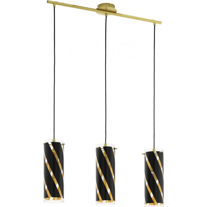 吊灯 Eglo Pinto Nero 1 180W 拉长的 形状 110×73 cm. 客厅 和 饭厅. 现代的, 复杂的 和 设计 风格. 钢 和 玻璃. 金的, 黑色的 和 颜色