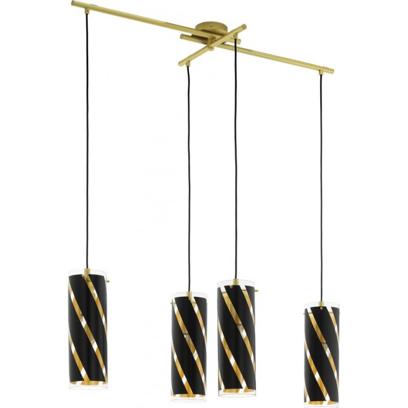 吊灯 Eglo Pinto Nero 1 240W 拉长的 形状 110×91 cm. 客厅 和 饭厅. 现代的, 复杂的 和 设计 风格. 钢 和 玻璃. 金的, 黑色的 和 颜色