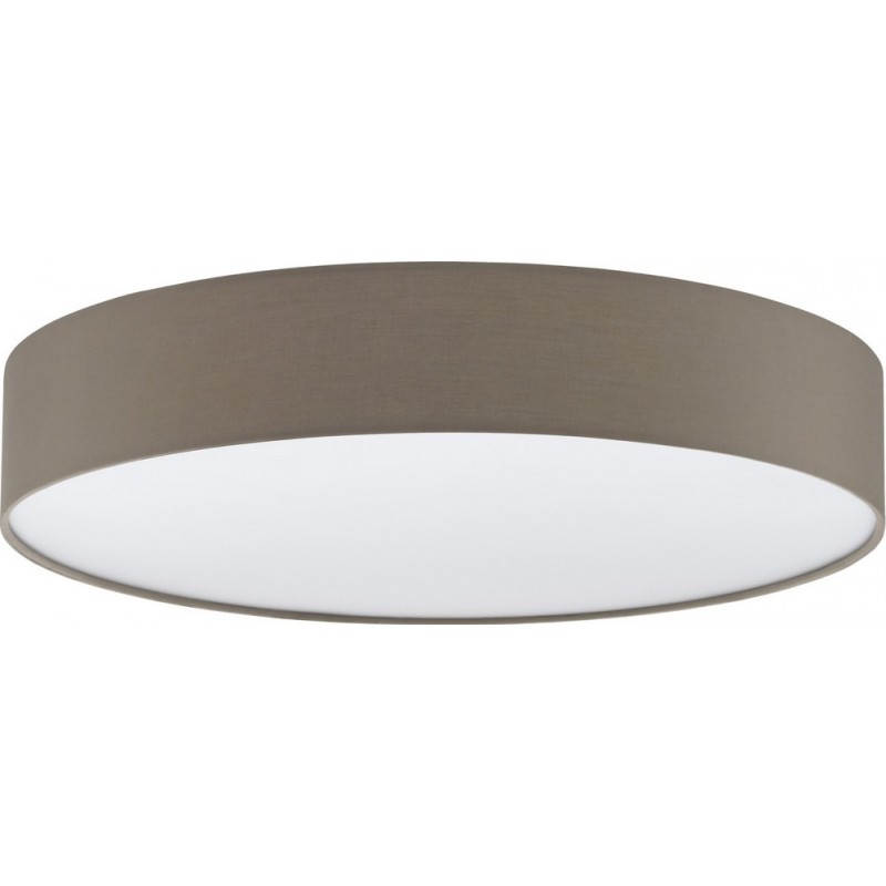 227,95 € Free Shipping | Indoor ceiling light Eglo Romao 3 40W 3000K Warm light. Cylindrical Shape Ø 57 cm. Living room, kitchen and bathroom. Modern Style. Steel, plastic and textile. White and gray Color