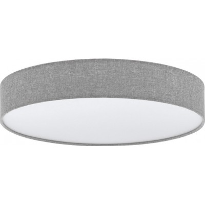 188,95 € Free Shipping | Indoor ceiling light Eglo Romao 40W 3000K Warm light. Cylindrical Shape Ø 57 cm. Living room, kitchen and bathroom. Modern Style. Steel, linen and plastic. White and gray Color