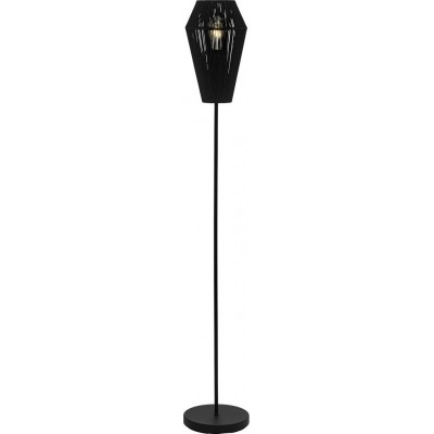 Lampada da pavimento Eglo Palmones 60W Forma Piramidale Ø 20 cm. Sala da pranzo, camera da letto e ufficio. Stile moderno, sofisticato e design. Acciaio e Tessile. Colore nero