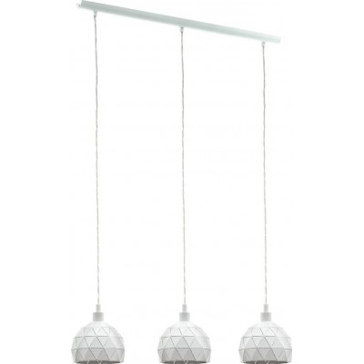 179,95 € Free Shipping | Hanging lamp Eglo Roccaforte 120W Extended Shape 110×75 cm. Living room and dining room. Retro, vintage and cool Style. Steel. White Color