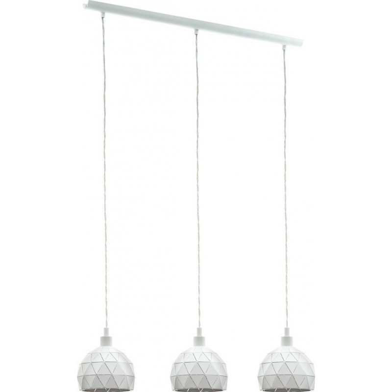 204,95 € Free Shipping | Hanging lamp Eglo Roccaforte 120W Extended Shape 110×75 cm. Living room and dining room. Retro, vintage and cool Style. Steel. White Color
