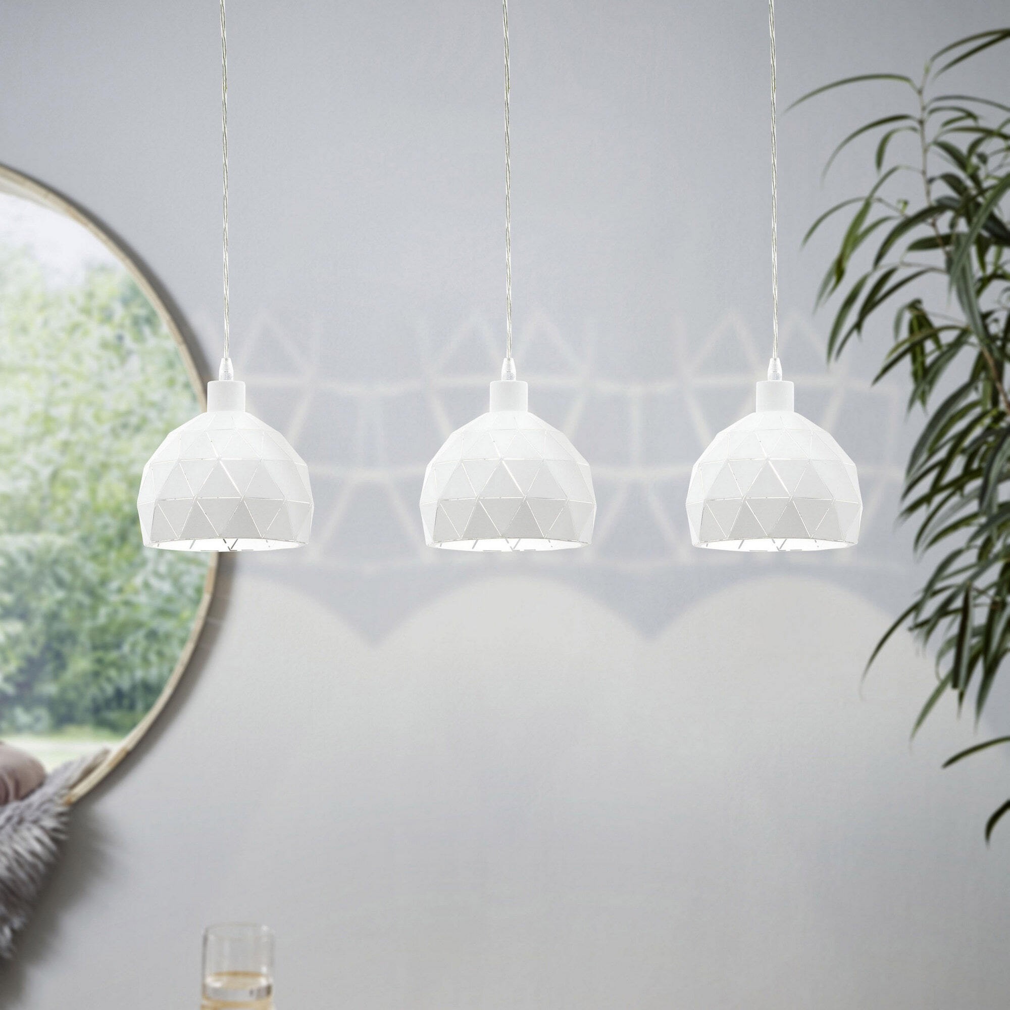 195,95 € Бесплатная доставка | Подвесной светильник Eglo Roccaforte 120W 110×75 cm. Стали. Белый Цвет