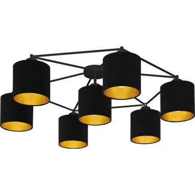 Lámpara de araña Eglo Staiti 280W Forma Cilíndrica Ø 84 cm. Salón, comedor y dormitorio. Estilo diseño. Acero y Textil. Color dorado y negro