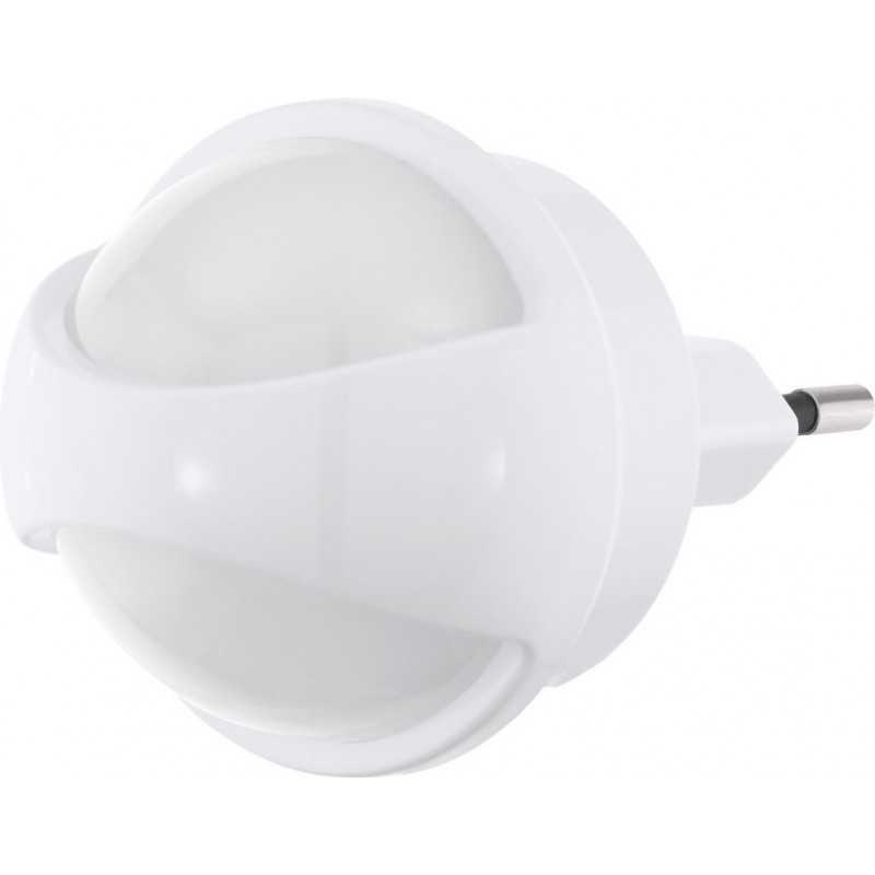 8,95 € Free Shipping | Night light Eglo Tineo 0.3W 3000K Warm light. Ø 5 cm. Plug lamp Plastic. White Color