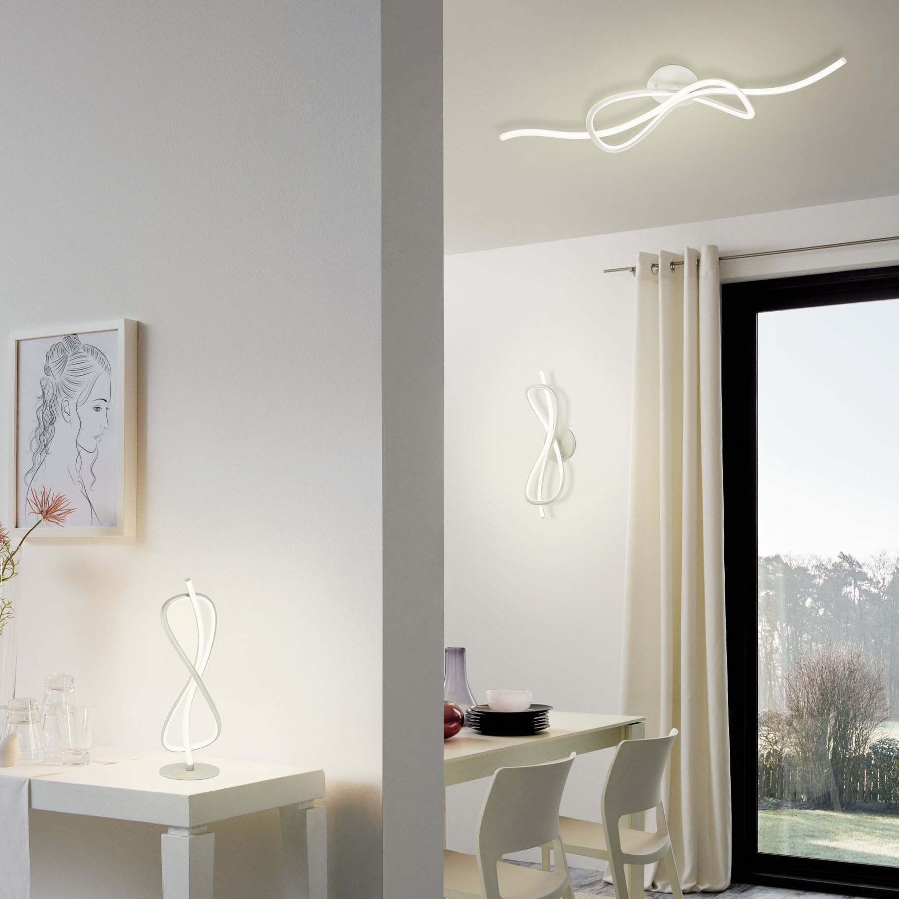 85,95 € Envio grátis | Lâmpada de mesa Eglo Novafeltria 10W 3000K Luz quente. 41×16 cm. Aço, alumínio e plástico. Cor branco, níquel e níquel mate