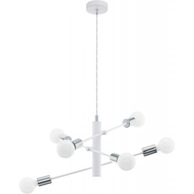 134,95 € Free Shipping | Chandelier Eglo Gradoli 360W Ø 55 cm. Steel. White, plated chrome and silver Color