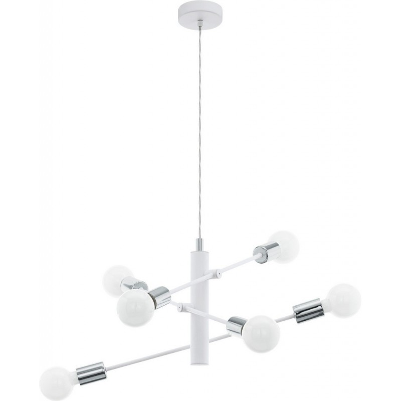 134,95 € Free Shipping | Chandelier Eglo Gradoli 360W Ø 55 cm. Steel. White, plated chrome and silver Color