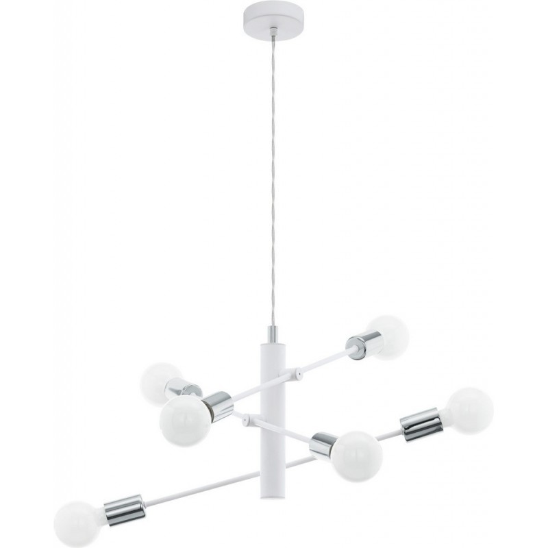 134,95 € Envio grátis | Lustre Eglo Gradoli 360W Ø 55 cm. Aço. Cor branco, cromado e prata