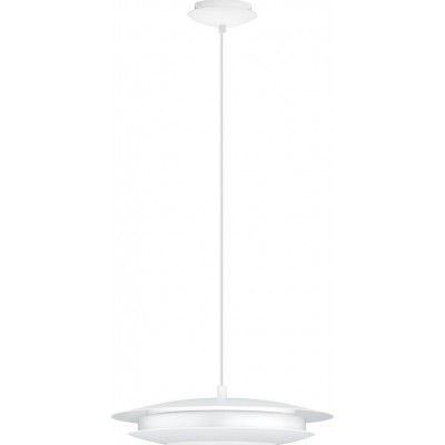 164,95 € Free Shipping | Hanging lamp Eglo Moneva C 18W 2700K Very warm light. Oval Shape Ø 40 cm. Living room, kitchen and dining room. Modern, sophisticated and design Style. Steel and plastic. White Color