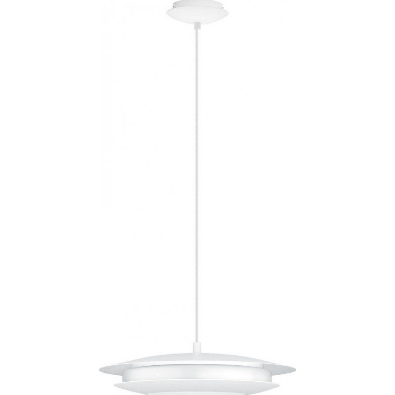 139,95 € Free Shipping | Hanging lamp Eglo Moneva C 18W 2700K Very warm light. Oval Shape Ø 40 cm. Living room, kitchen and dining room. Modern, sophisticated and design Style. Steel and plastic. White Color