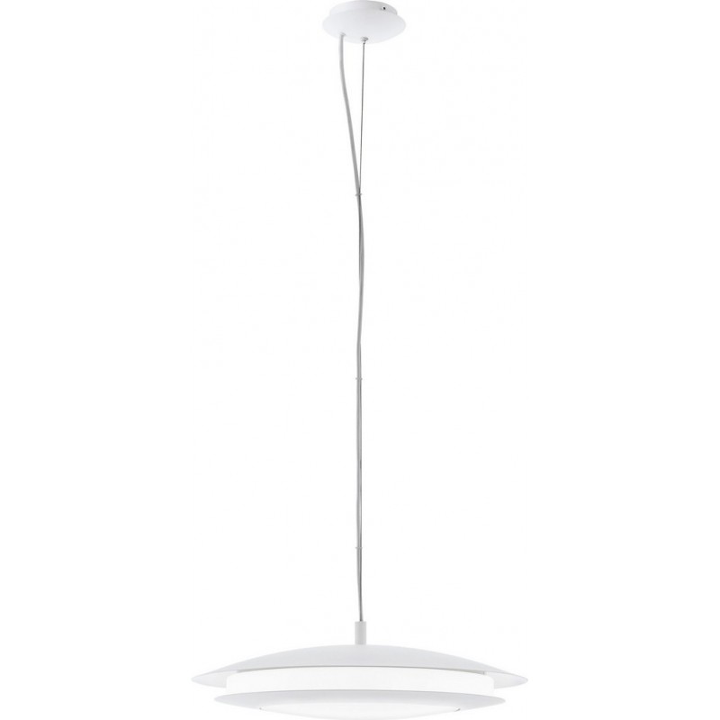 Hanging lamp Eglo Moneva C 27W 2700K Very warm light. Oval Shape Ø 48 cm. Living room, kitchen and dining room. Modern, sophisticated and design Style. Steel and plastic. White Color