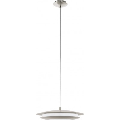 吊灯 Eglo Moneva C 18W 2700K 非常温暖的光. 椭圆形 形状 Ø 40 cm. 客厅 和 饭厅. 现代的, 复杂的 和 设计 风格. 钢 和 塑料. 白色的, 镍 和 亚光镍 颜色