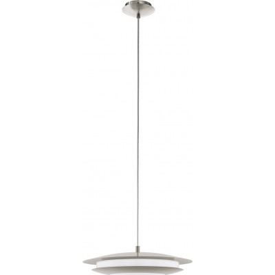 Hängelampe Eglo Moneva C 18W 2700K Sehr warmes Licht. Oval Gestalten Ø 40 cm. Wohnzimmer und esszimmer. Modern, anspruchsvoll und design Stil. Stahl und Plastik. Weiß, nickel und matt nickel Farbe