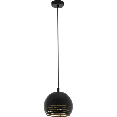 36,95 € Free Shipping | Hanging lamp Eglo Camastra 40W Spherical Shape Ø 22 cm. Living room and dining room. Modern, sophisticated and design Style. Steel. Golden and black Color