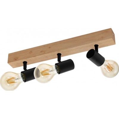 61,95 € Kostenloser Versand | Deckenlampe Eglo France Townshend 3 180W 48×5 cm. Stahl und holz. Braun und schwarz Farbe