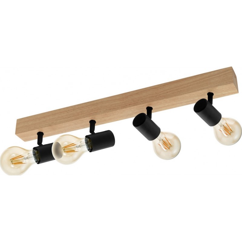85,95 € Free Shipping | Indoor spotlight Eglo France Townshend 3 240W Extended Shape 63×5 cm. Living room, dining room and bedroom. Vintage Style. Steel and wood. Brown and black Color