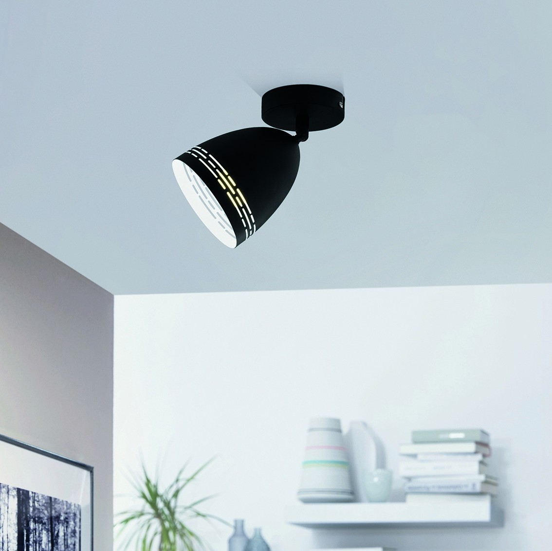 Projecteur d'intérieur Eglo Sabatella 28W Ø 12 cm. Acier. Couleur blanc et noir