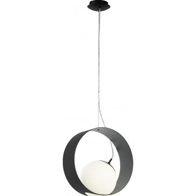 76,95 € Free Shipping | Hanging lamp Eglo Camargo 40W Spherical Shape 150×35 cm. Living room and dining room. Modern, sophisticated and design Style. Steel, glass and opal glass. White and black Color