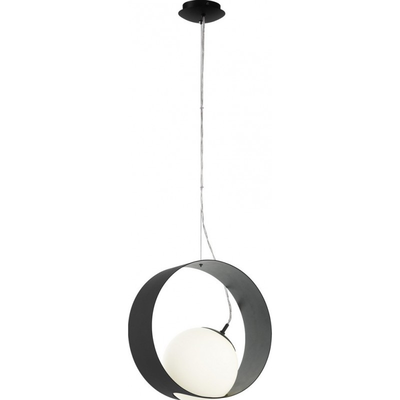 65,95 € Free Shipping | Hanging lamp Eglo Camargo 40W Spherical Shape 150×35 cm. Living room and dining room. Modern, sophisticated and design Style. Steel, Glass and Opal glass. White and black Color
