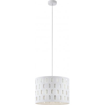 64,95 € Free Shipping | Hanging lamp Eglo Ronsecco 60W Cylindrical Shape Ø 38 cm. Living room and dining room. Modern, sophisticated and design Style. Steel. White Color