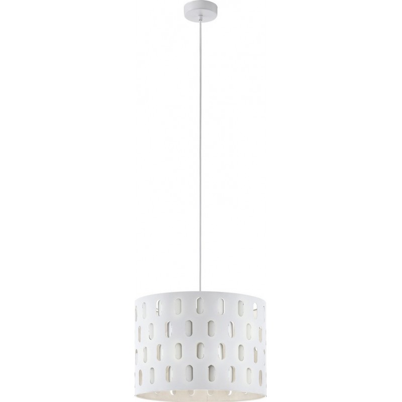 55,95 € Free Shipping | Hanging lamp Eglo Ronsecco 60W Cylindrical Shape Ø 38 cm. Living room and dining room. Modern, sophisticated and design Style. Steel. White Color