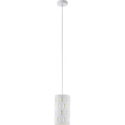 49,95 € Free Shipping | Hanging lamp Eglo Ronsecco 60W Cylindrical Shape Ø 15 cm. Living room and dining room. Modern, sophisticated and design Style. Steel. White Color