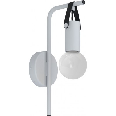 29,95 € Envío gratis | Aplique de pared interior Eglo Apricale 60W 33×11 cm. Acero y cuero. Color gris y negro