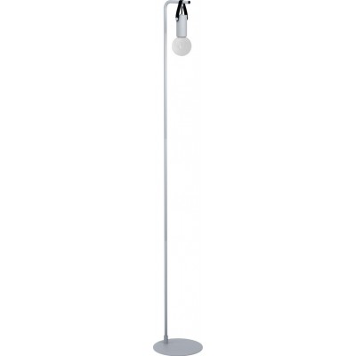 Lámpara de pie Eglo Apricale 15W Forma Esférica Ø 22 cm. Salón, comedor y dormitorio. Estilo moderno y diseño. Acero y Cuero. Color gris y negro