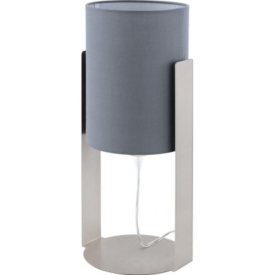 Lámpara de sobremesa Eglo Siponto 60W Forma Cilíndrica 40×18 cm. Dormitorio, oficina y zona de trabajo. Estilo moderno, diseño y cool. Acero y Textil. Color gris, níquel y níquel mate