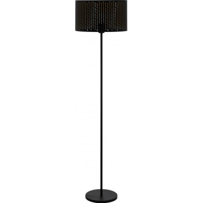 Luminária de piso Eglo Varillas 40W Forma Cilíndrica Ø 38 cm. Sala de estar, sala de jantar e quarto. Estilo moderno e projeto. Aço e Têxtil. Cor dourado e preto