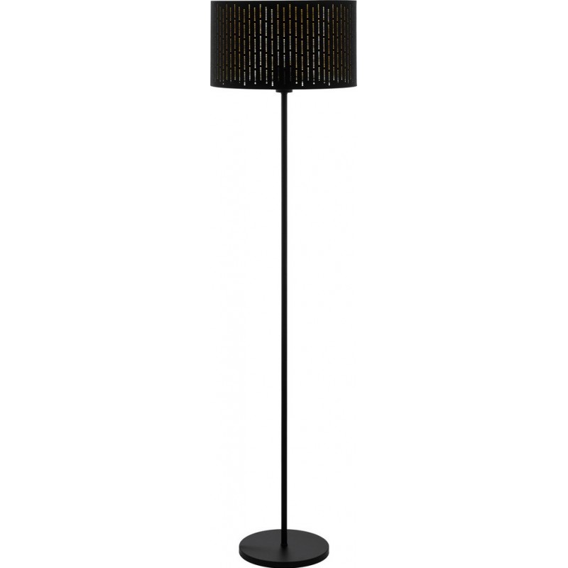 89,95 € Envio grátis | Luminária de piso Eglo Varillas 40W Forma Cilíndrica Ø 38 cm. Sala de estar, sala de jantar e quarto. Estilo moderno e projeto. Aço e Têxtil. Cor dourado e preto