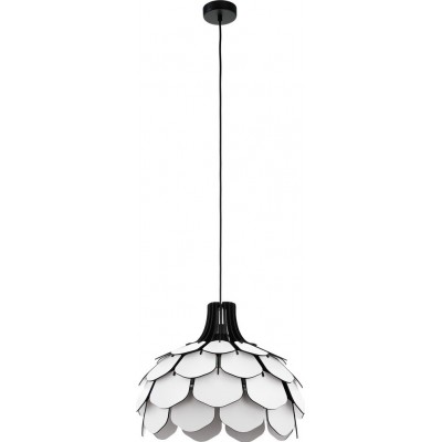 87,95 € Free Shipping | Hanging lamp Eglo Morales 60W Conical Shape Ø 49 cm. Living room and dining room. Modern, sophisticated and design Style. Steel and wood. White and black Color