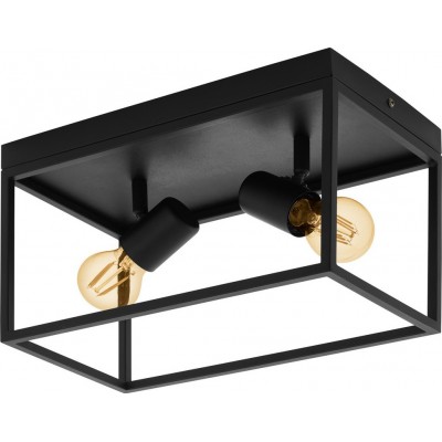 Lámpara de techo Eglo Silentina 80W Forma Alargada 36×21 cm. Salón y comedor. Estilo diseño. Acero. Color negro