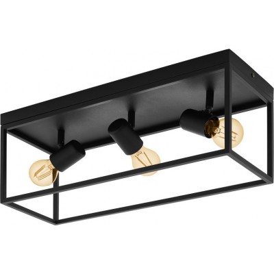 88,95 € Free Shipping | Indoor ceiling light Eglo Silentina 120W Extended Shape 54×21 cm. Living room and dining room. Design Style. Steel. Black Color