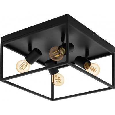 99,95 € Free Shipping | Indoor ceiling light Eglo Silentina 160W Cubic Shape 36×36 cm. Living room and dining room. Design Style. Steel. Black Color