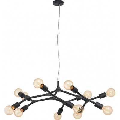 428,95 € Free Shipping | Chandelier Eglo Bocadella 720W Angular Shape Ø 92 cm. Living room and dining room. Retro, vintage and design Style. Steel. Black Color