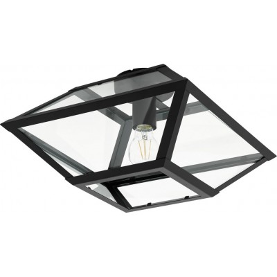 105,95 € Free Shipping | Indoor ceiling light Eglo Casefabre 60W Pyramidal Shape 37×37 cm. Living room and dining room. Modern Style. Steel and glass. Black Color