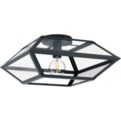 Ceiling lamp Eglo Casefabre 60W Pyramidal Shape 45×45 cm. Living room and dining room. Modern Style. Steel and Glass. Black Color