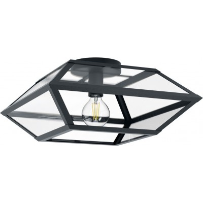 Indoor ceiling light Eglo Casefabre 60W Pyramidal Shape 45×45 cm. Living room and dining room. Modern Style. Steel and glass. Black Color