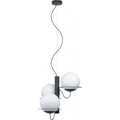 187,95 € Free Shipping | Hanging lamp Eglo Sabalete 120W Spherical Shape Ø 46 cm. Living room and dining room. Modern, sophisticated and design Style. Steel, glass and opal glass. White and black Color