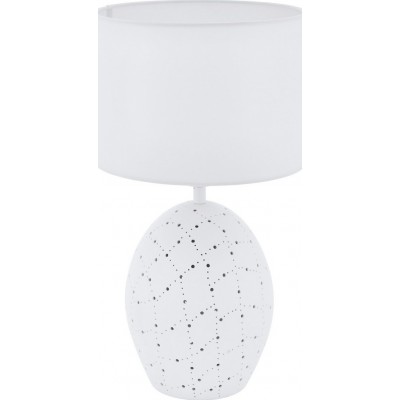 Lampada da tavolo Eglo Montalbano 67W Forma Cilindrica Ø 26 cm. Camera da letto, ufficio e zona di lavoro. Stile moderno, design e freddo. Ceramica e Tessile. Colore bianca